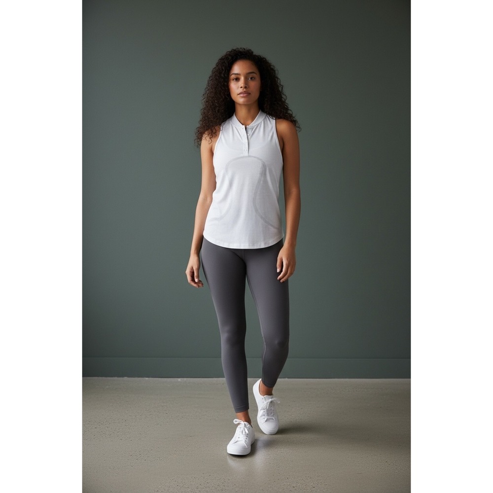 Lululemon Swiftly Tech Racerback Tank Top‎ White Striped Athletic S EUC